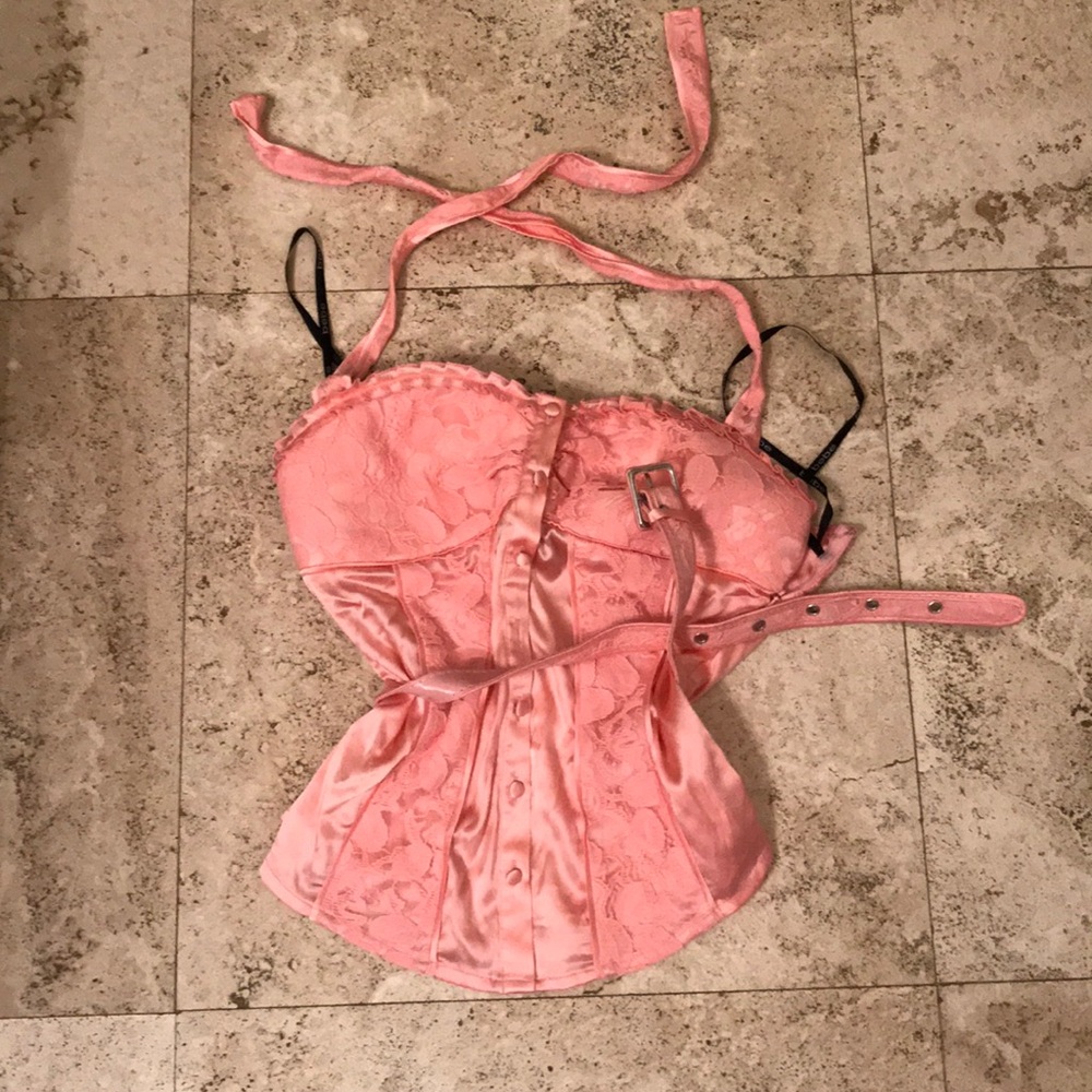 Bebe bustier lace crop top